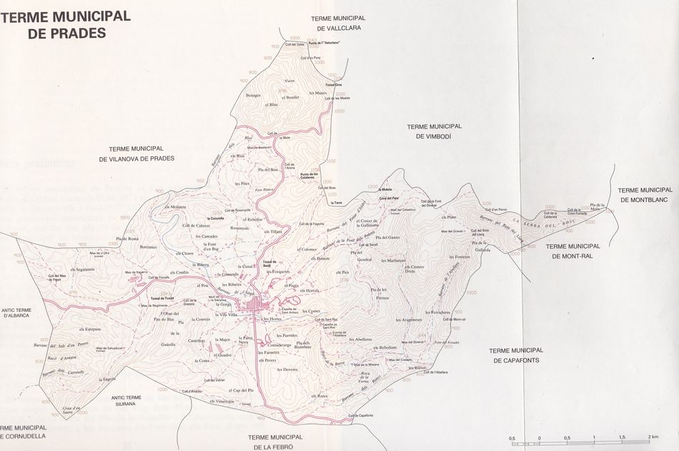 Mapa del terme de Prades